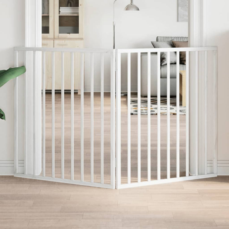 Vidaxl Dog Fence pliable 2 panneaux 160 cm Bois de peuplier blanc