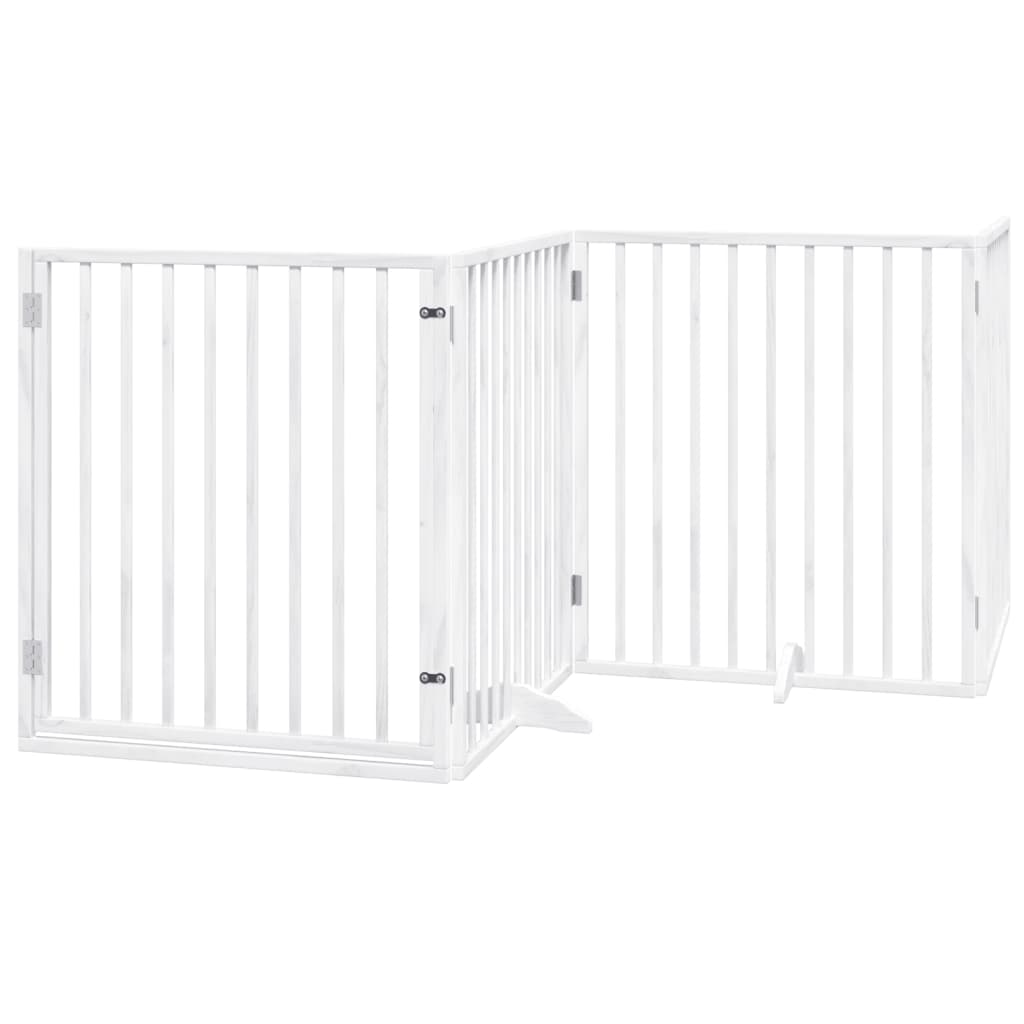 Vidaxl Dog Fence pliable avec la porte 4 panneaux 320 cm populierhout blanc