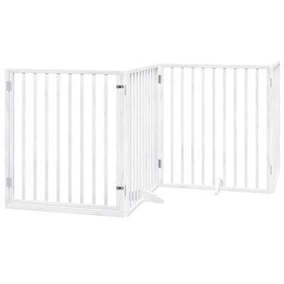 Vidaxl Dog Fence pliable avec la porte 4 panneaux 320 cm populierhout blanc