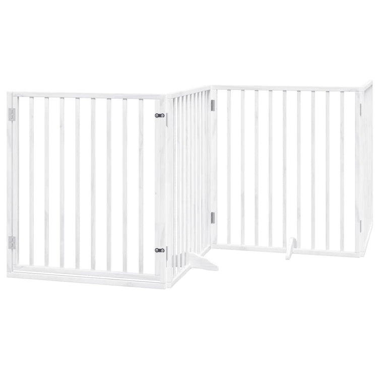Vidaxl Dog Fence pliable avec la porte 4 panneaux 320 cm populierhout blanc