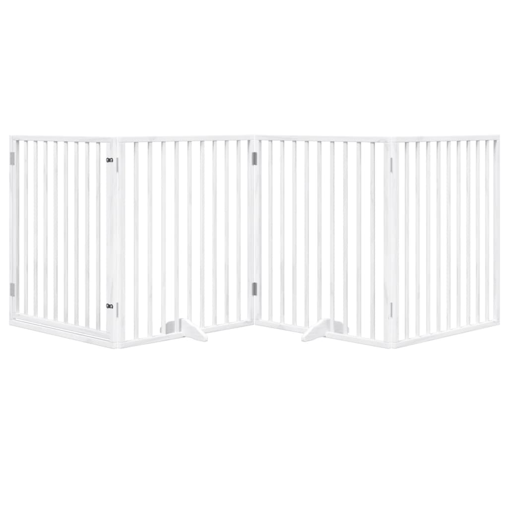 Vidaxl Dog Fence pliable avec la porte 4 panneaux 320 cm populierhout blanc