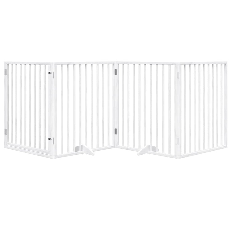Vidaxl Dog Fence pliable avec la porte 4 panneaux 320 cm populierhout blanc