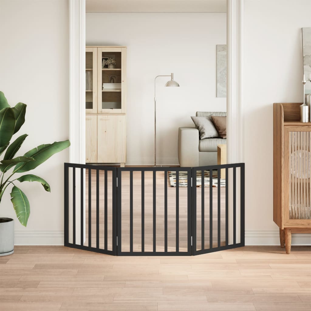 Vidaxx barrière pour chien pliable 3 panneaux 150 cm bois de peuplier noir
