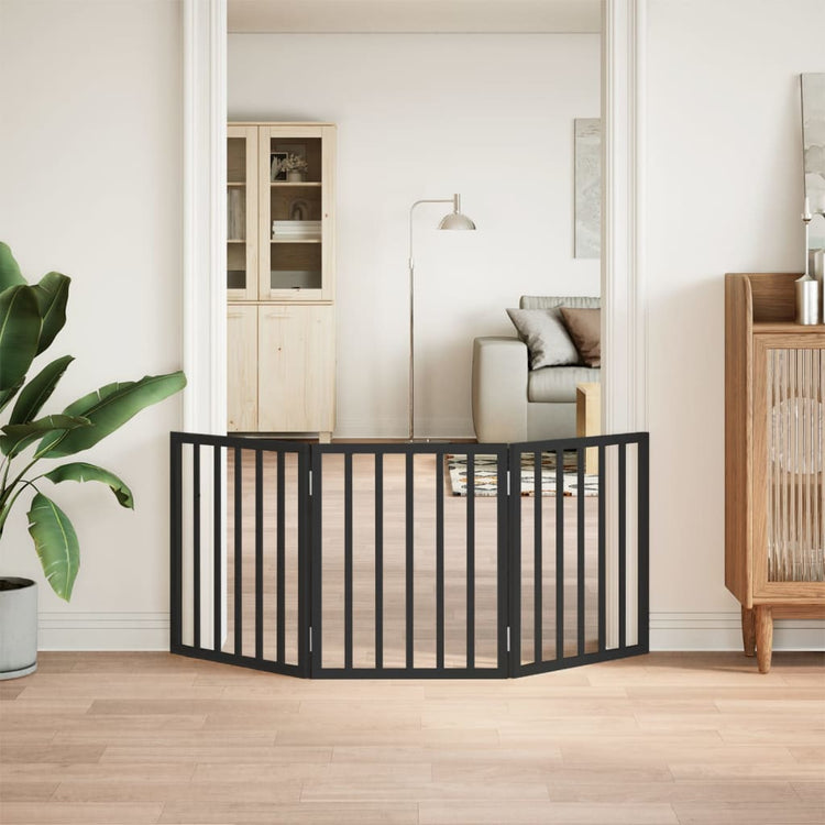 Vidaxx barrière pour chien pliable 3 panneaux 150 cm bois de peuplier noir