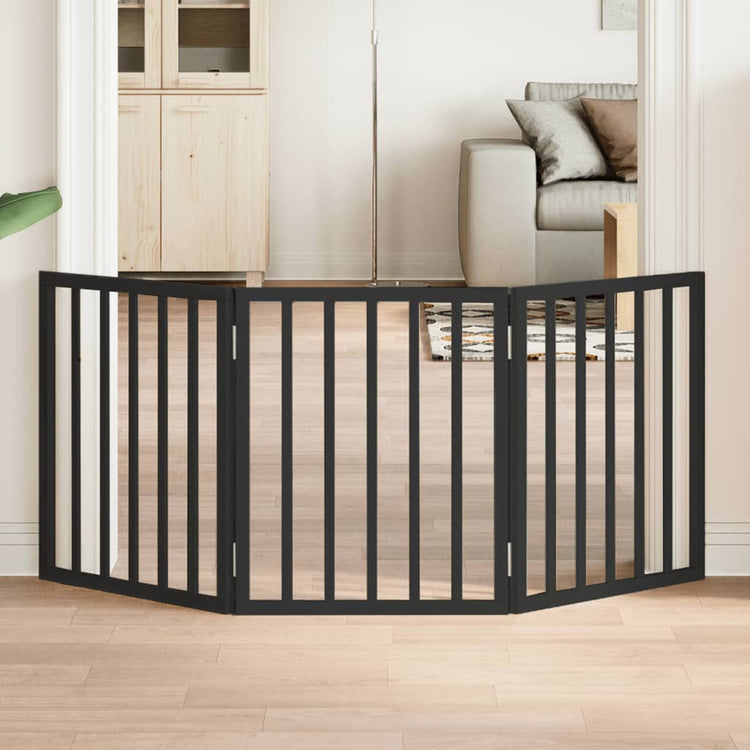 Vidaxx barrière pour chien pliable 3 panneaux 150 cm bois de peuplier noir