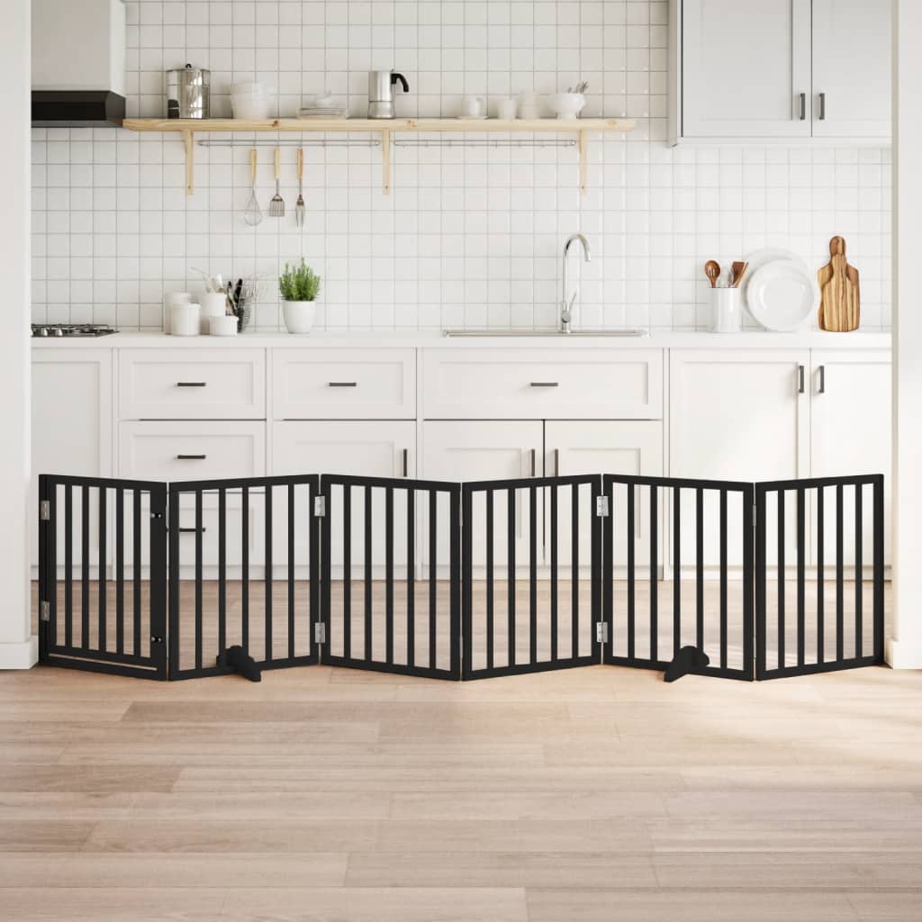 Vidaxx barrière pour chien pliable 6 panneaux 300 cm bois de peuplier noir