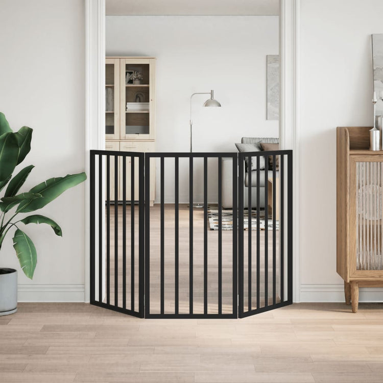 Vidaxx barrière pour chien pliable 3 panneaux 150 cm bois de peuplier noir