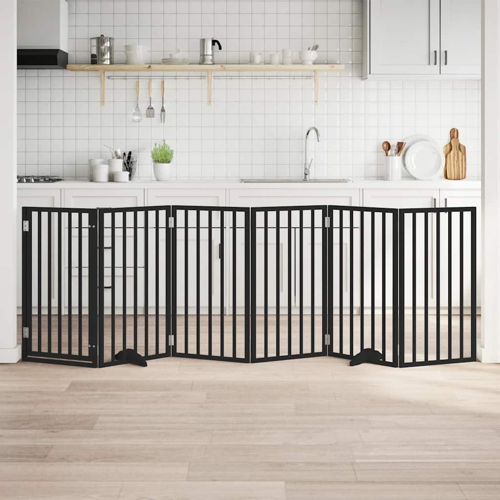 Vidaxx barrière pour chien pliable 6 panneaux 300 cm bois de peuplier noir