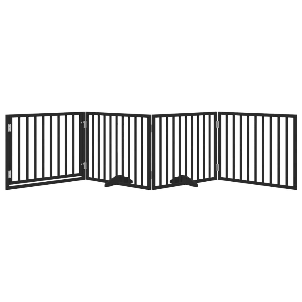 Vidaxx barrière pour chien pliable 4 panneaux 320 cm bois de peuplier noir