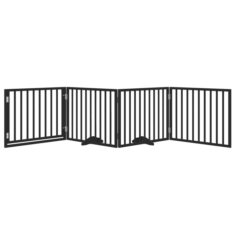 Vidaxx barrière pour chien pliable 4 panneaux 320 cm bois de peuplier noir