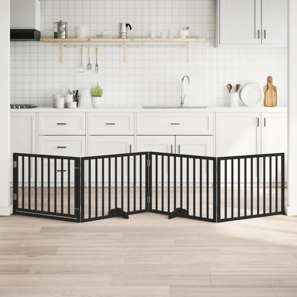 Vidaxx barrière pour chien pliable 4 panneaux 320 cm bois de peuplier noir