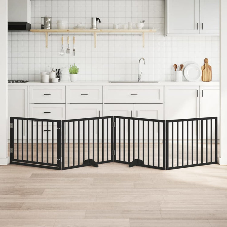 Vidaxx barrière pour chien pliable 4 panneaux 320 cm bois de peuplier noir
