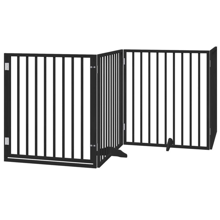 Vidaxx barrière pour chien pliable 4 panneaux 320 cm bois de peuplier noir