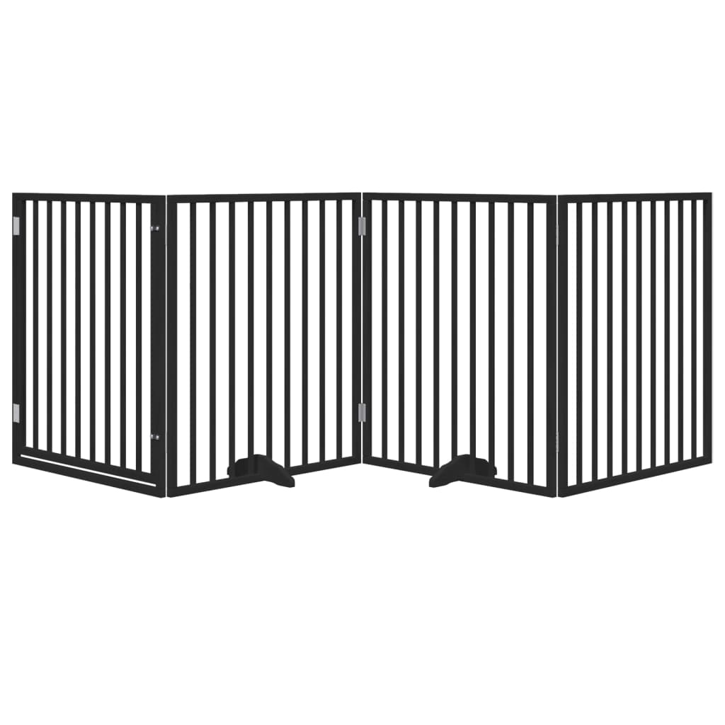 Vidaxx barrière pour chien pliable 4 panneaux 320 cm bois de peuplier noir