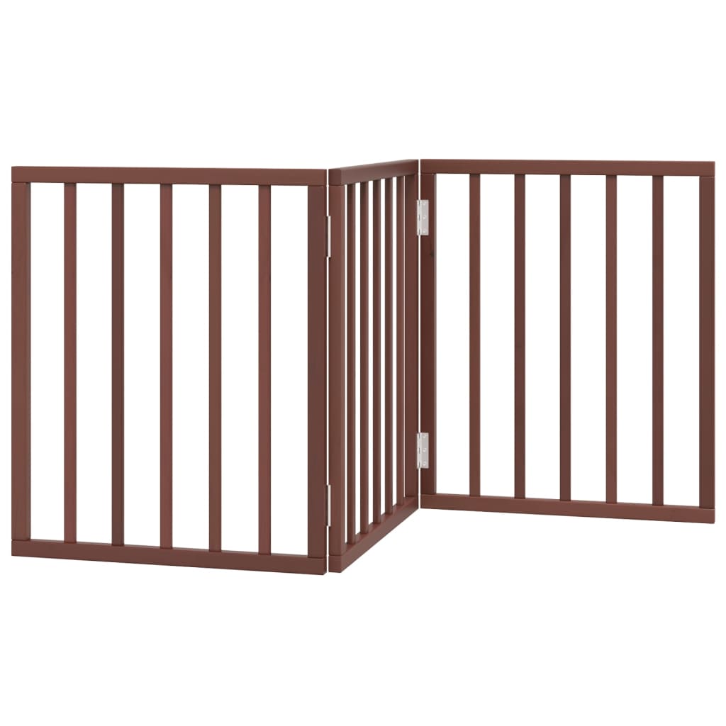 Vidaxl foldable dog gate 3 panels 150 cm poplar wood brown