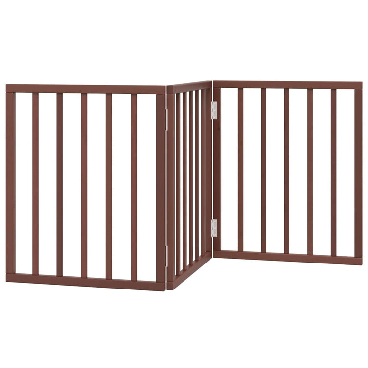Vidaxl foldable dog gate 3 panels 150 cm poplar wood brown