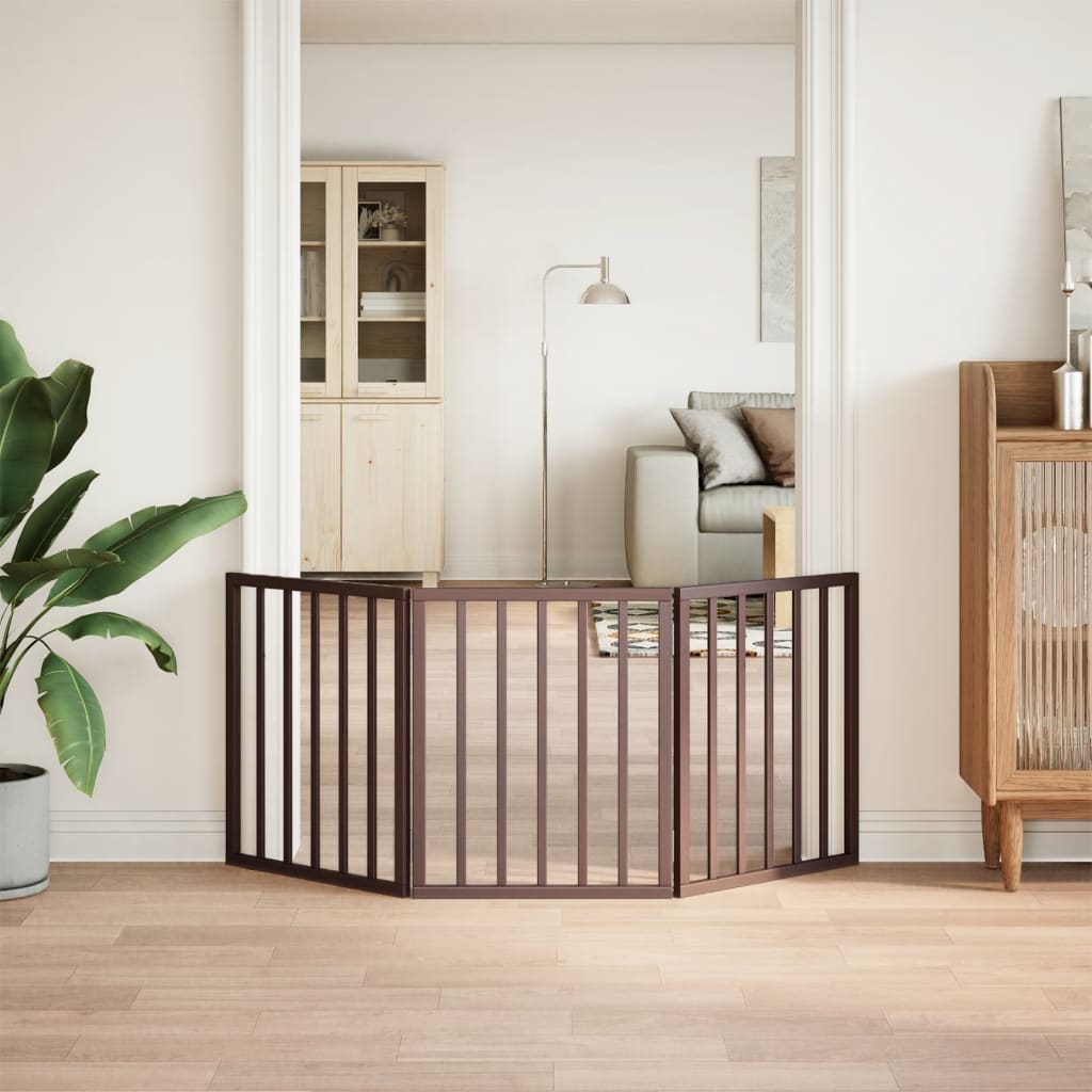 Vidaxl foldable dog gate 3 panels 150 cm poplar wood brown