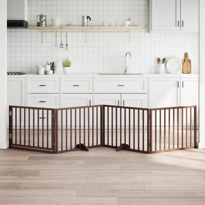 Classe de chien Vidaxl 4 panneaux 4 panneaux 320 cm Brunier en bois de peuplier
