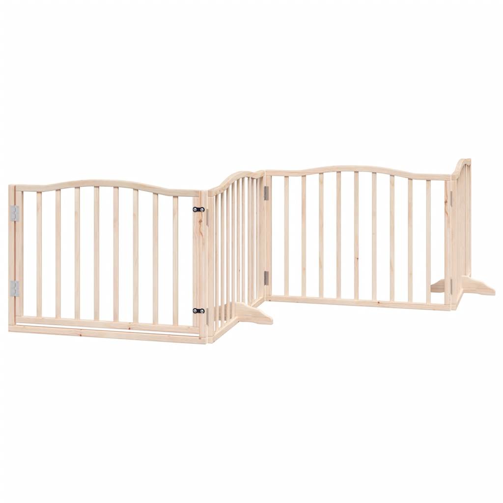 Vidaxl Dog Fencing pliable avec porte 4 panneaux 320 cm Bois de peuplier