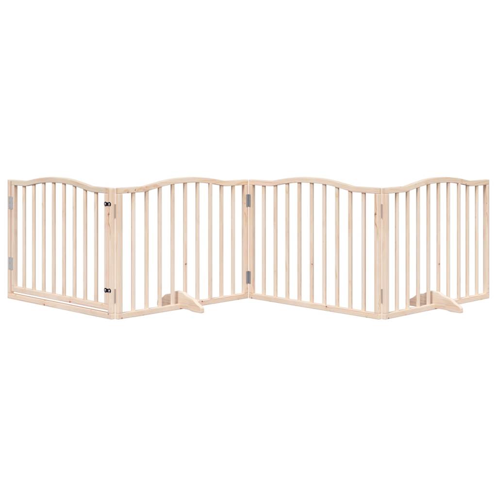 Vidaxl Dog Fencing pliable avec porte 4 panneaux 320 cm Bois de peuplier