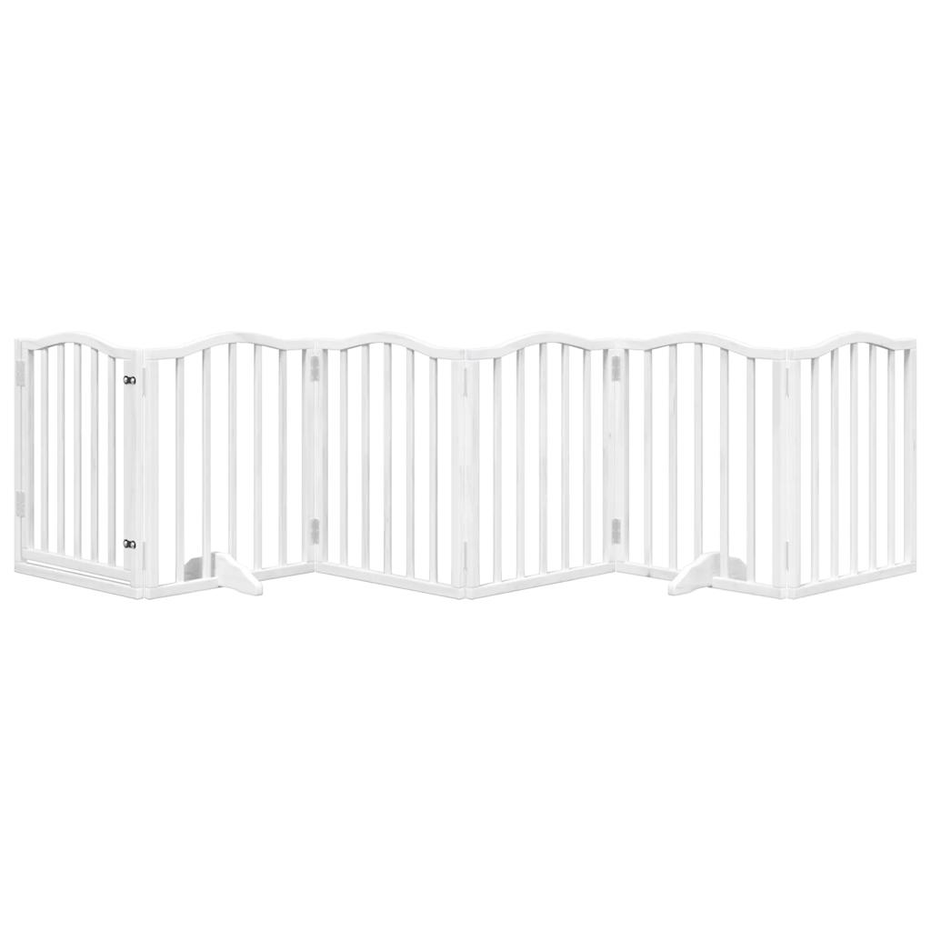 Vidaxl Dog Fence pliable avec porte 6 panneaux 300 cm Populierwood blanc