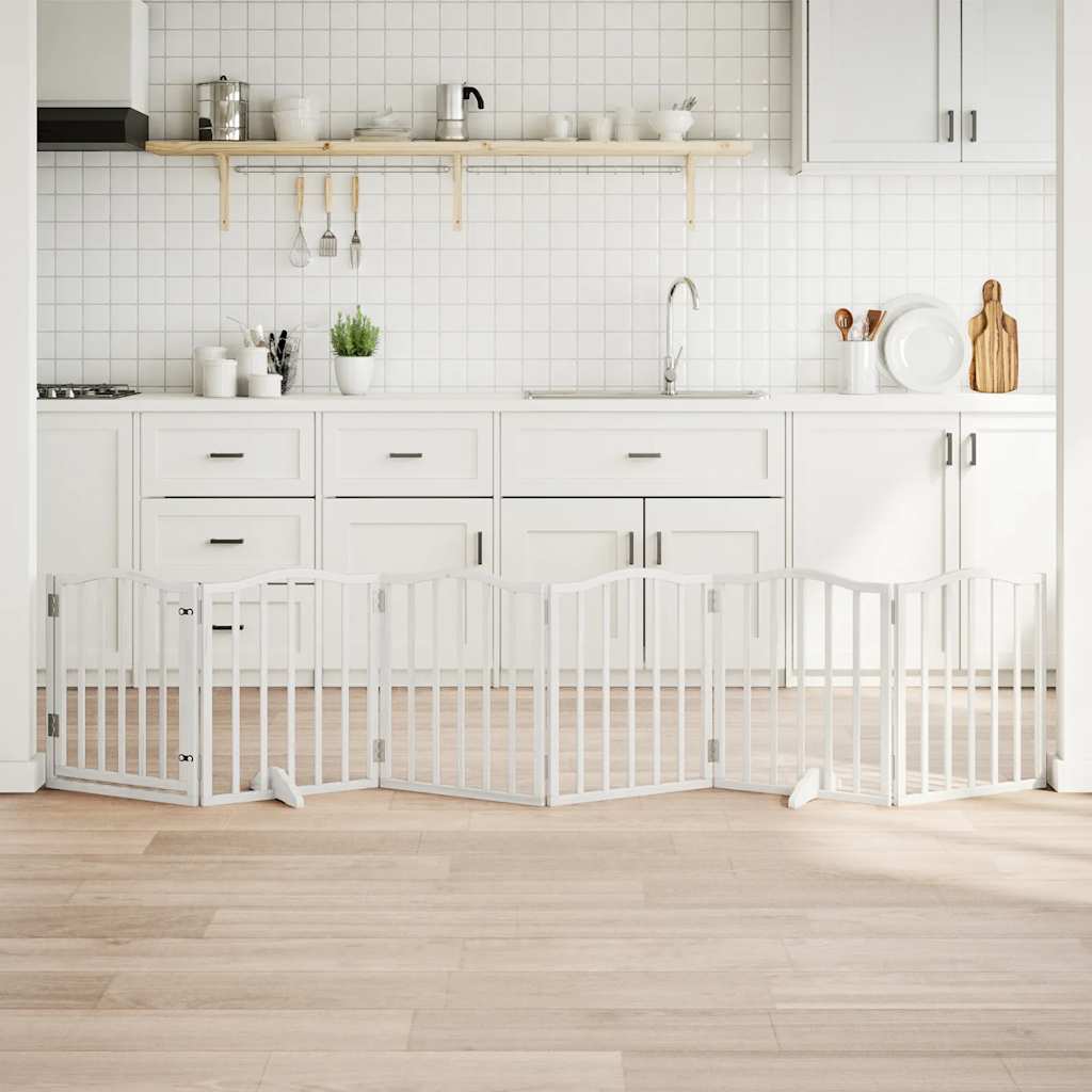 Vidaxl Dog Fence pliable avec porte 6 panneaux 300 cm Populierwood blanc