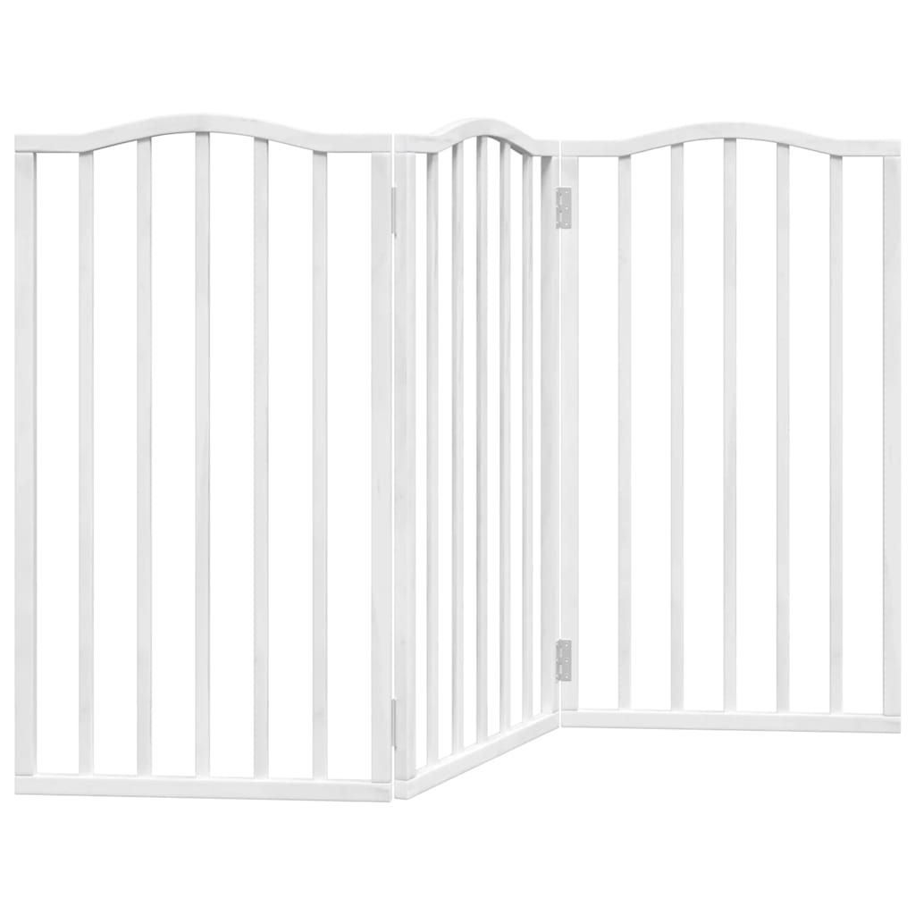 Vidaxl Dog Fence pliable 3 panneaux 150 cm Bois de peuplier blanc