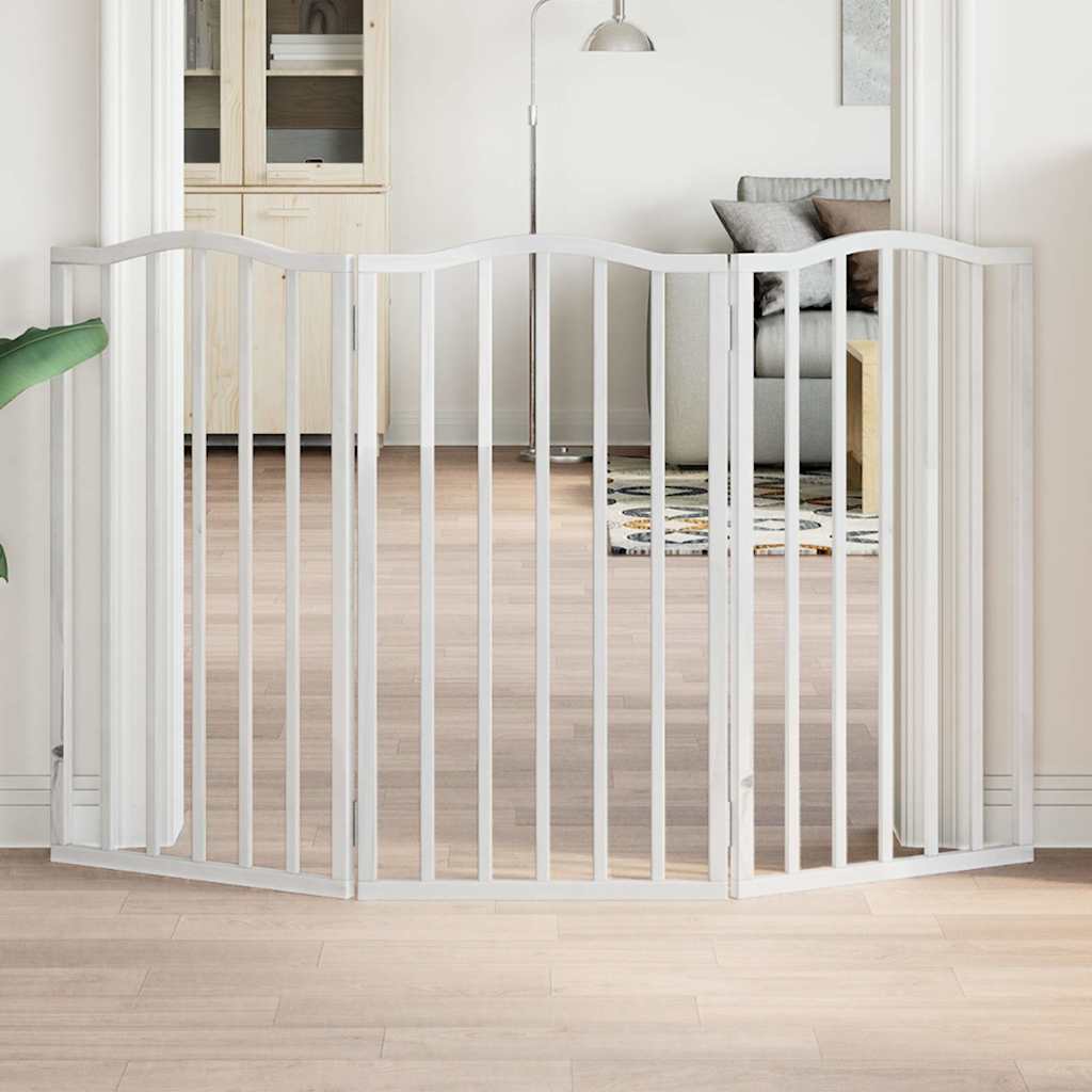 Vidaxl Dog Fence pliable 3 panneaux 150 cm Bois de peuplier blanc