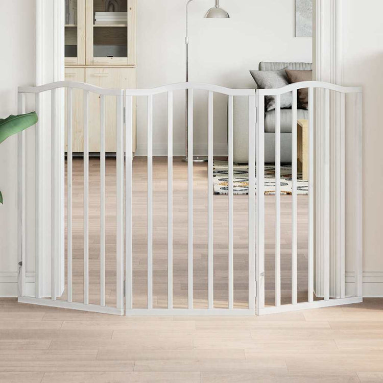 Vidaxl Dog Fence pliable 3 panneaux 150 cm Bois de peuplier blanc