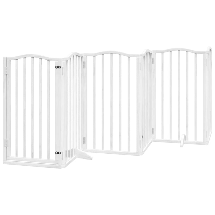 Vidaxl Dog Fence pliable avec porte 6 panneaux 300 cm Populierwood blanc
