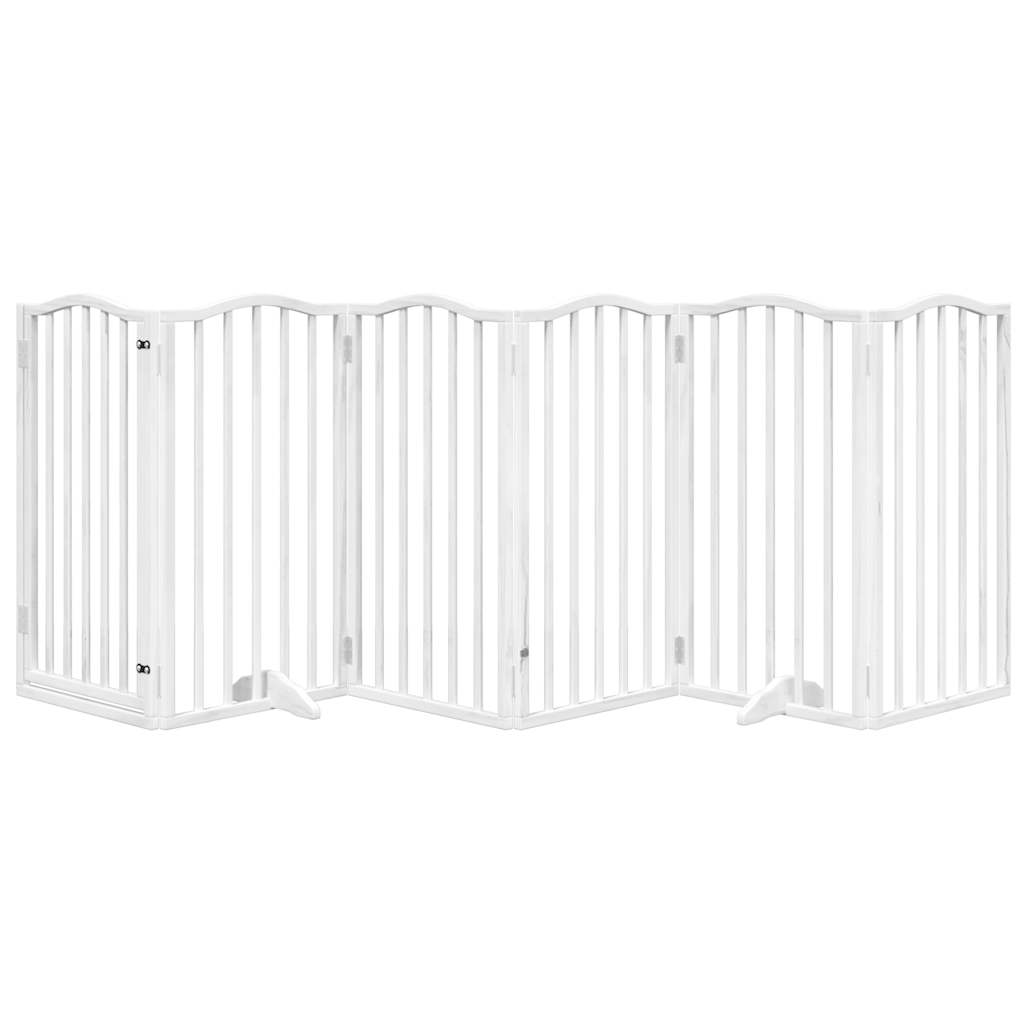 Vidaxl Dog Fence pliable avec porte 6 panneaux 300 cm Populierwood blanc