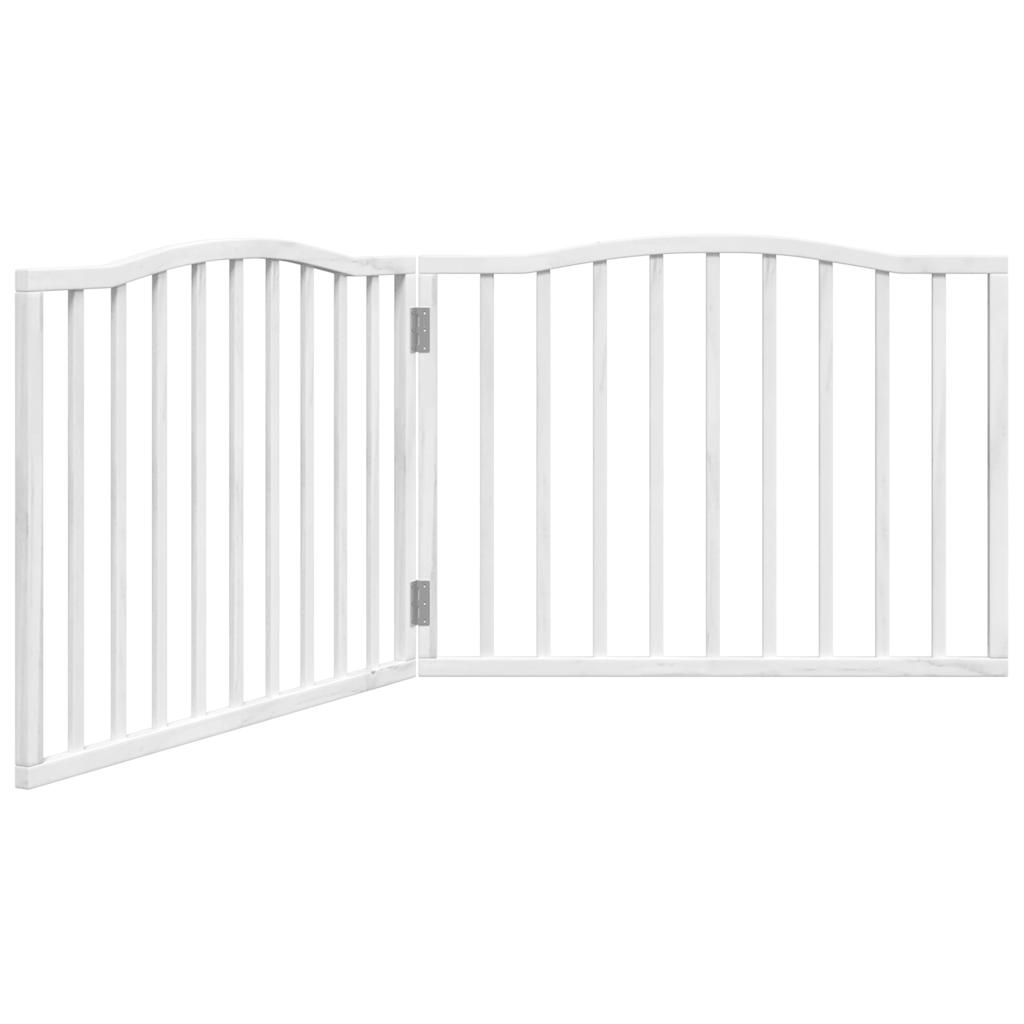 Vidaxl Dog Fence pliable 2 panneaux 160 cm Bois de peuplier blanc