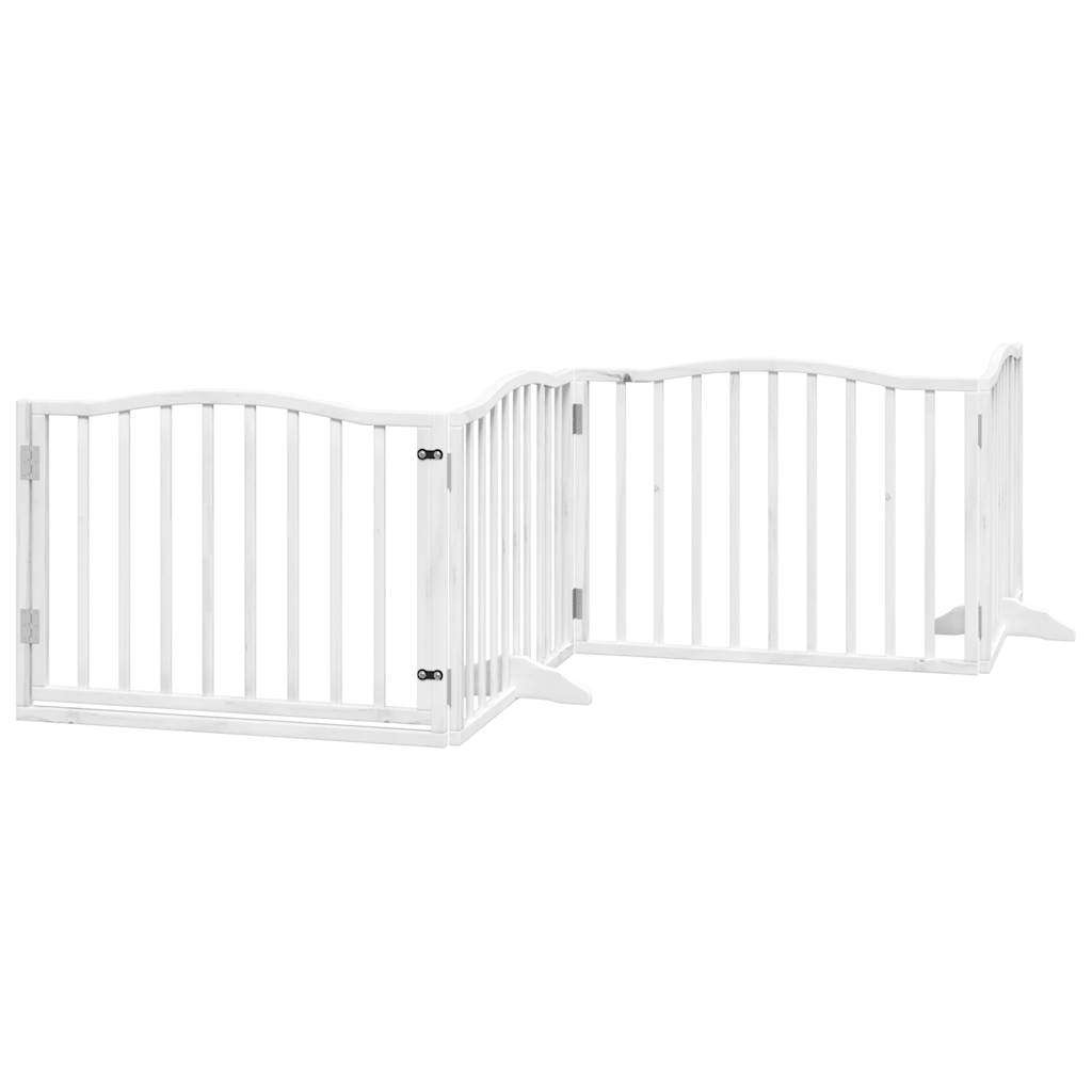 Vidaxx barrière pour chien pliable avec porte 4 panneaux 320 cm bois de peuplier blanc