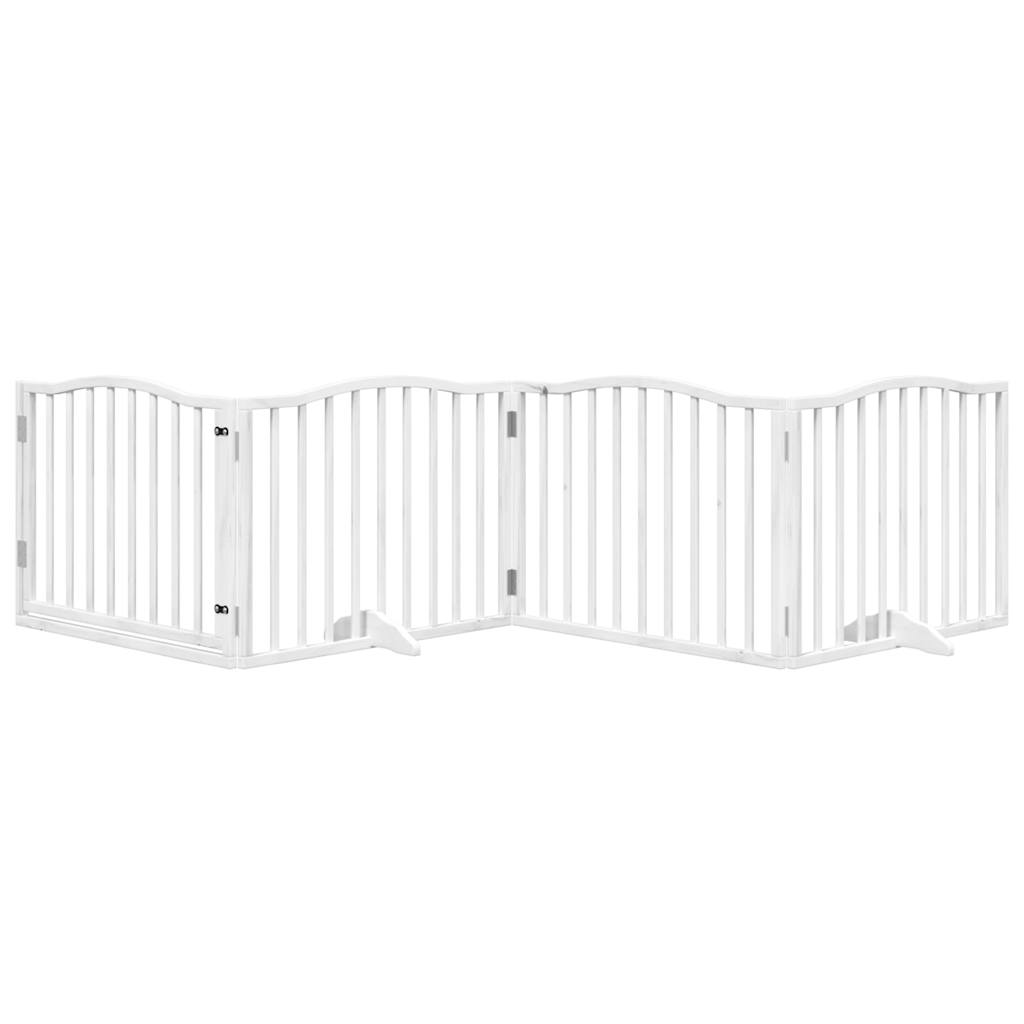 Vidaxx barrière pour chien pliable avec porte 4 panneaux 320 cm bois de peuplier blanc