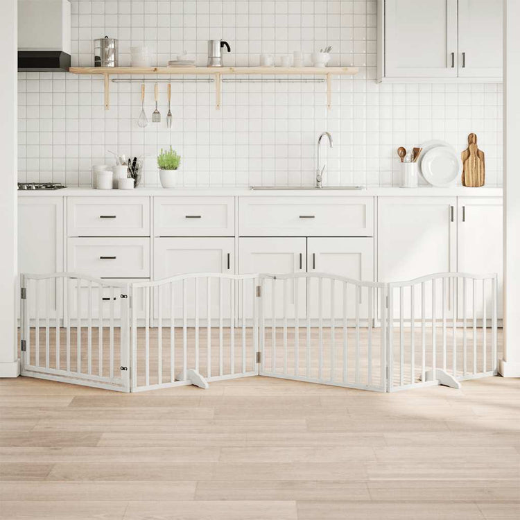 Vidaxx barrière pour chien pliable avec porte 4 panneaux 320 cm bois de peuplier blanc