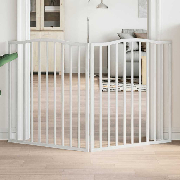 Vidaxl Dog Fence pliable 2 panneaux 160 cm Bois de peuplier blanc