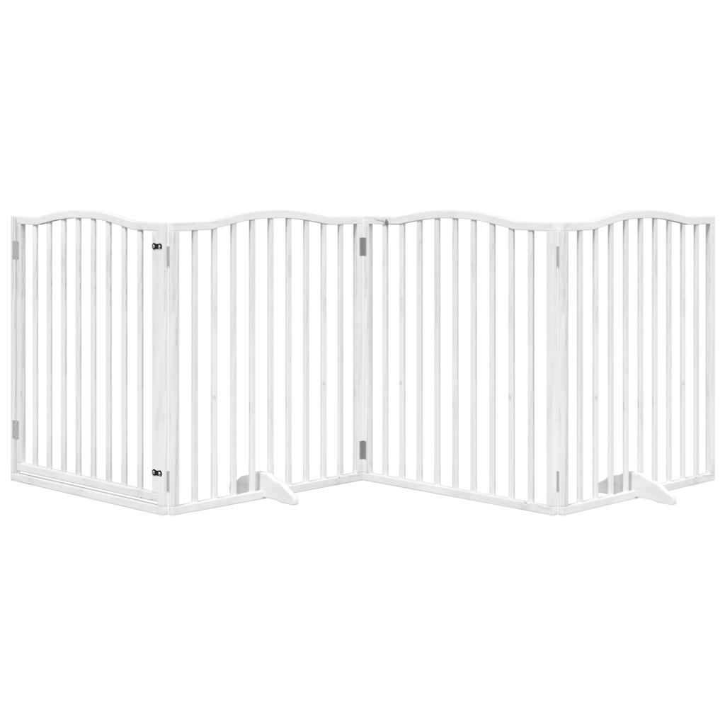 Vidaxl Dog Fence pliable avec la porte 4 panneaux 320 cm populierhout blanc