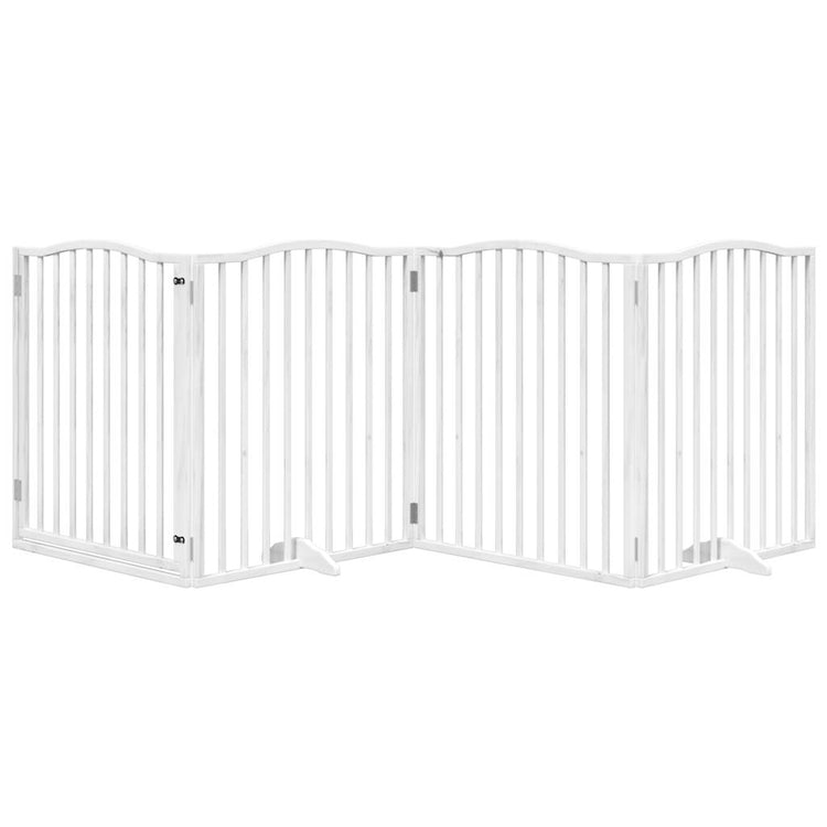 Vidaxl Dog Fence pliable avec la porte 4 panneaux 320 cm populierhout blanc