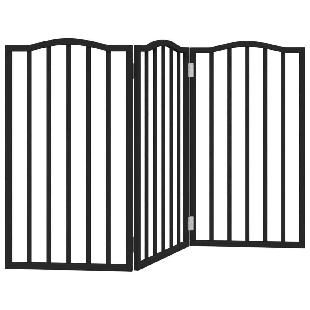 Vidaxl Dog Fence pliable 3 panneaux 150 cm Bois de peuplier noir