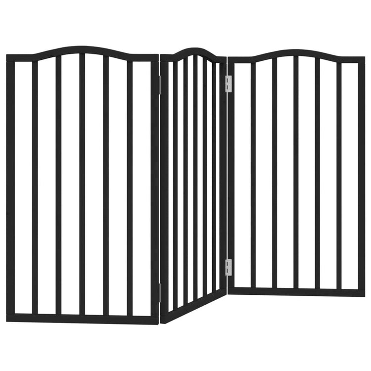 Vidaxl Dog Fence pliable 3 panneaux 150 cm Bois de peuplier noir