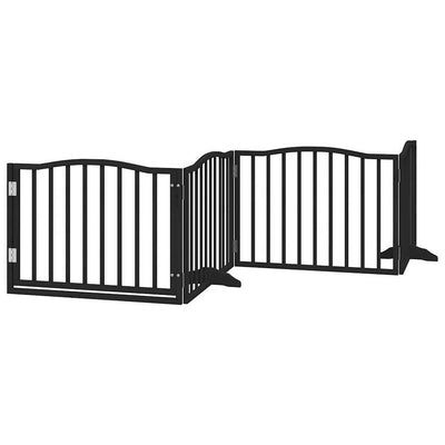 VidaXL barrière pour chien avec porte pliable 4 panneaux noir 320 cm bois de peuplier