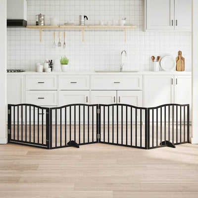 VidaXL barrière pour chien avec porte pliable 4 panneaux noir 320 cm bois de peuplier