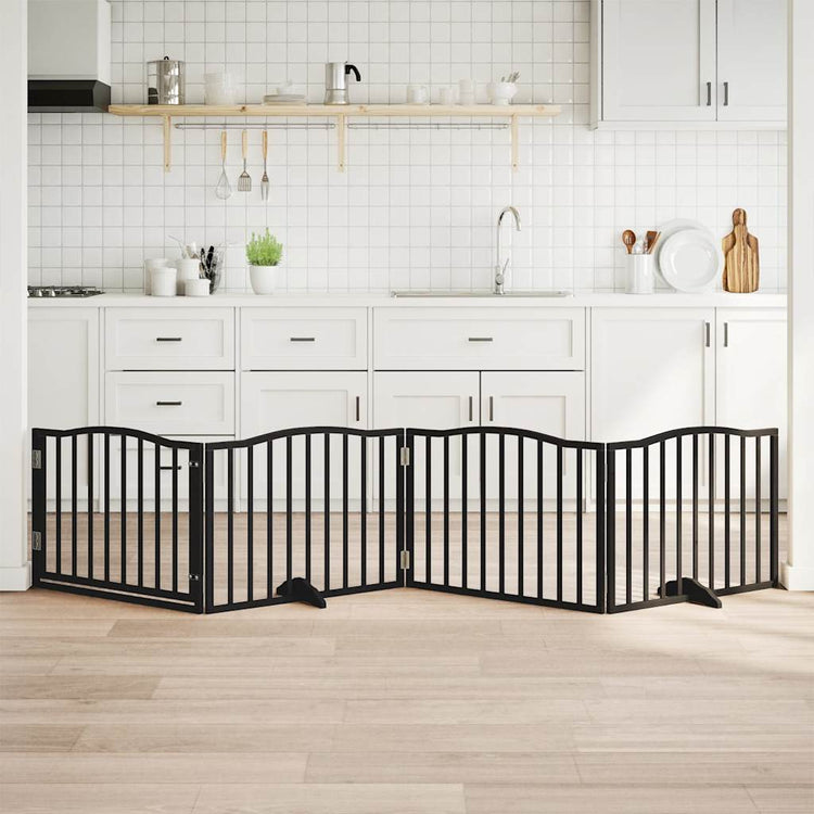 VidaXL barrière pour chien avec porte pliable 4 panneaux noir 320 cm bois de peuplier