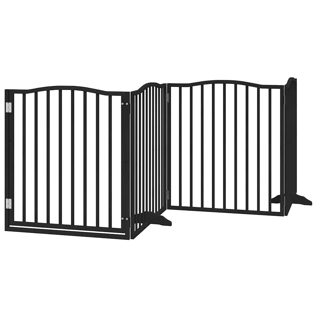 Vidaxl Dog Fence pliable 4 panneaux 320 cm Bois de peuplier noir