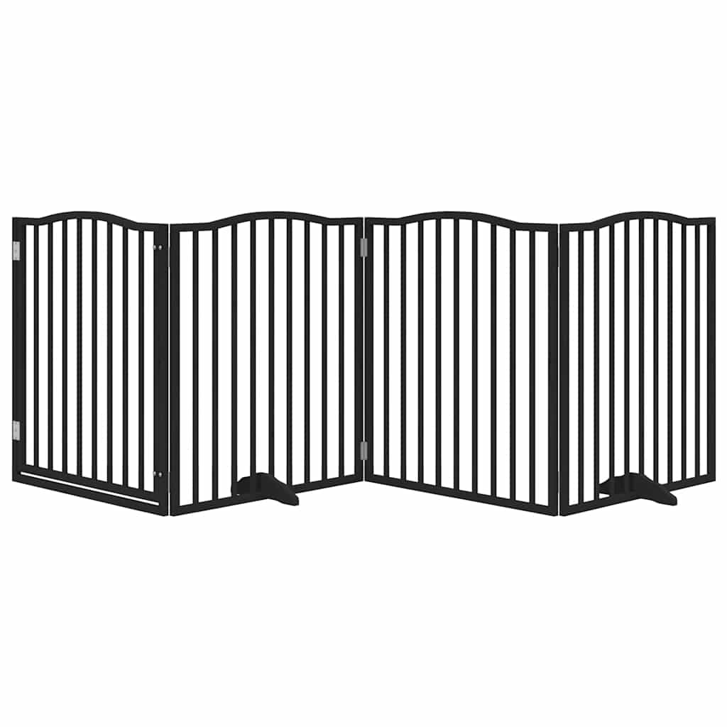 Vidaxl Dog Fence pliable 4 panneaux 320 cm Bois de peuplier noir
