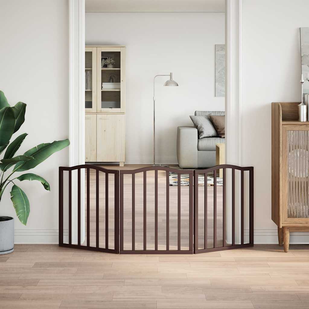 Fence de chien vidaxl pliant 3 panneaux 150 cm Populier en bois brun chêne