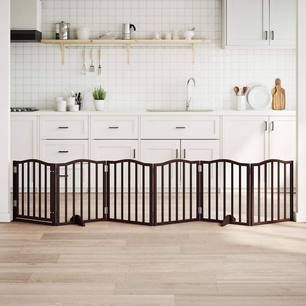 Fence de chien vidaxl pliable 6 panneaux 300 cm Poplar Brown Brown