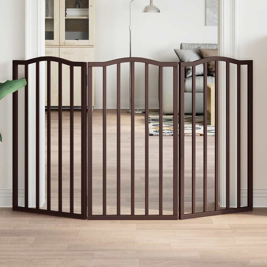 Fence de chien vidaxl pliant 3 panneaux 150 cm Populier en bois brun chêne