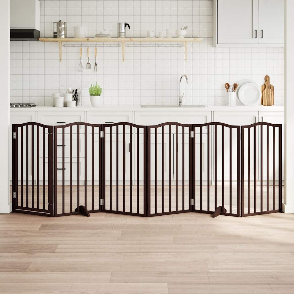 Fence de chien vidaxl pliable 6 panneaux 300 cm Poplar Brown Brown