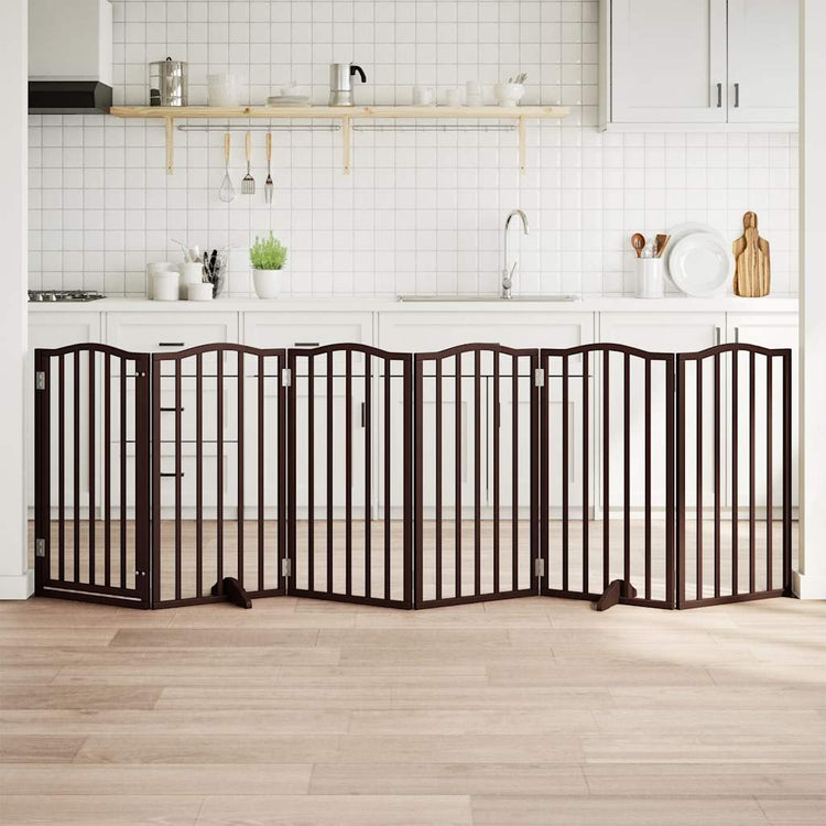Fence de chien vidaxl pliable 6 panneaux 300 cm Poplar Brown Brown